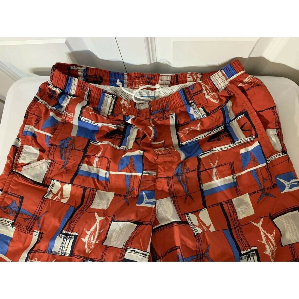 COLUMBIA PFG SWIM Shorts Size S 6 Red & White & Blue‎ Trunks